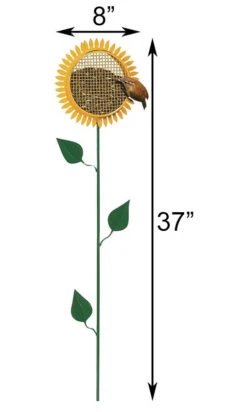 Sunflower Staked Bird Feeder β Yellow Petal Mesh Seed Reservoir with Green Leaf Steel Stake 7 Sunflower Staked Bird Feeder β Yellow Petal Mesh Seed Reservoir with Green Leaf Steel Stake -The Birdhouse Chick Sunflower Bird Feeder Staked