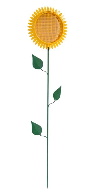 Sunflower Staked Bird Feeder β Yellow Petal Mesh Seed Reservoir with Green Leaf Steel Stake 4 Sunflower Staked Bird Feeder β Yellow Petal Mesh Seed Reservoir with Green Leaf Steel Stake - Image 2