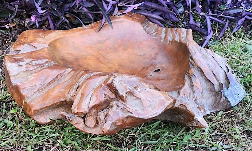Hand-Carved Reclaimed Teak Wood Bowl β Natural Root Organic Decorative Accent 12 Hand-Carved Reclaimed Teak Wood Bowl β Natural Root Organic Decorative Accent - Image 10