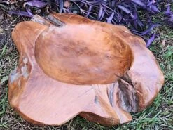 Hand-Carved Reclaimed Teak Wood Bowl β Natural Root Organic Decorative Accent 20 Hand-Carved Reclaimed Teak Wood Bowl β Natural Root Organic Decorative Accent -The Birdhouse Chick Teak Bowl D