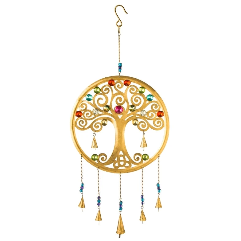 Tree of Life Metal Garden Bell with Jewel-Tone Accents β Handcrafted Outdoor Wind Chime Decor 4 Tree of Life Metal Garden Bell with Jewel-Tone Accents β Handcrafted Outdoor Wind Chime Decor - Image 2