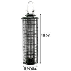 Dark Green Caged Squirrel-Proof Tube Bird Feeder β Locking Metal Roof & Steel Mesh 7 Dark Green Caged Squirrel-Proof Tube Bird Feeder β Locking Metal Roof & Steel Mesh -The Birdhouse Chick Tube Caged Bird Feeder Green