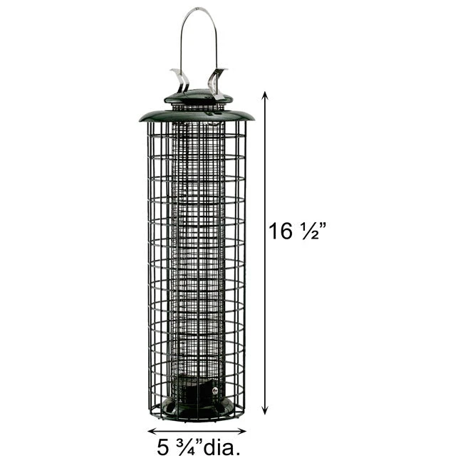 Dark Green Caged Squirrel-Proof Tube Bird Feeder β Locking Metal Roof & Steel Mesh 5 Dark Green Caged Squirrel-Proof Tube Bird Feeder β Locking Metal Roof & Steel Mesh - Image 3