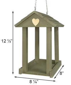 Valentine Fly Through Bird Feeder β Olive Green with Cream White Hearts β Shingled Roof Hanging Tray Feeder 7 Valentine Fly Through Bird Feeder β Olive Green with Cream White Hearts β Shingled Roof Hanging Tray Feeder -The Birdhouse Chick Valentine Fly Through Bird Feeder Set
