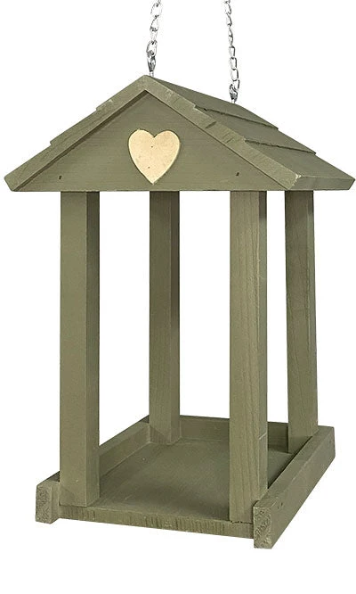 Valentine Fly Through Bird Feeder β Olive Green with Cream White Hearts β Shingled Roof Hanging Tray Feeder 3 Valentine Fly Through Bird Feeder β Olive Green with Cream White Hearts β Shingled Roof Hanging Tray Feeder