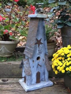 Vintage Farm Birdhouses - Handmade Reclaimed Barn Wood & Antique Tool Nesting Boxes 7 Vintage Farm Birdhouses - Handmade Reclaimed Barn Wood & Antique Tool Nesting Boxes -The Birdhouse Chick Vintage Farm Birdhouse Faucet