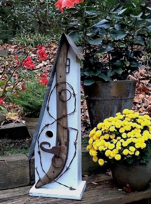 Vintage Farm Birdhouses - Handmade Reclaimed Barn Wood & Antique Tool Nesting Boxes 4 Vintage Farm Birdhouses - Handmade Reclaimed Barn Wood & Antique Tool Nesting Boxes - Image 2