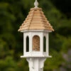 Gazebo Style Vinyl Bird Feeder with Cypress Shingle Roof – 10x28 Post-Mount Garden Decor