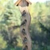 Large Wave Bird Feeder - Cedar and Stainless Steel Modern 10-Port Seed Feeder -The Birdhouse Chick Wave Seed Feeder
