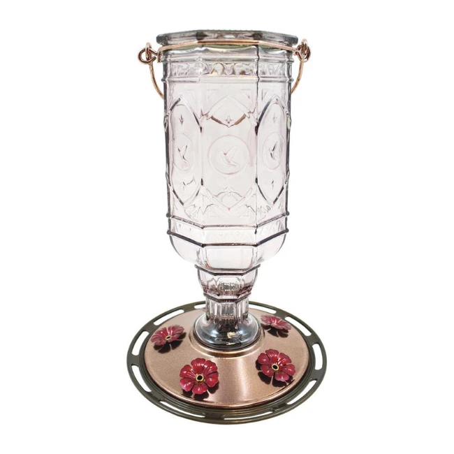 Amethyst Jewel Vintage Glass Hummingbird Feeder β 8-Sided Bottle with Copper Accents 4 Amethyst Jewel Vintage Glass Hummingbird Feeder β 8-Sided Bottle with Copper Accents - Image 2