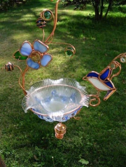 Hanging Dish Feeder/Mini Bath Stained Glass -The Birdhouse Chick bluebird1 693bc267 38c9 467c 9699 bd4037d45e46