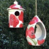 Ceramic Birdhouse And Feeder Gift Set -The Birdhouse Chick ceramic birdhouse bird feeder gift set red