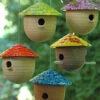 Handcrafted Gourd Bird Feeder – Vibrant Stoneware Weather-Proof Hanging Feeder -The Birdhouse Chick ceramic gourd bird feeders