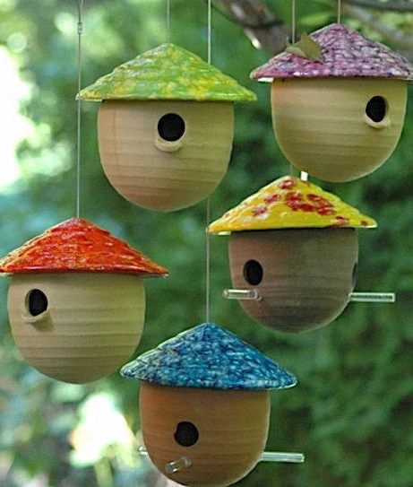 Handcrafted Gourd Bird Feeder β Vibrant Stoneware Weather-Proof Hanging Feeder 3 Handcrafted Gourd Bird Feeder β Vibrant Stoneware Weather-Proof Hanging Feeder