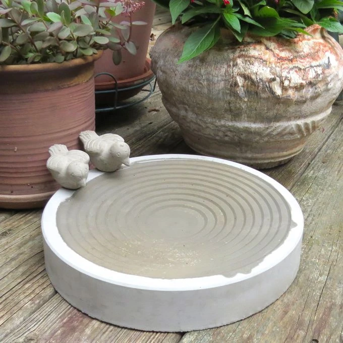 Small Steps Ground Bird Bath โ Concentric Handcrafted Glazed Cement Garden Basin 3 Small Steps Ground Bird Bath โ Concentric Handcrafted Glazed Cement Garden Basin