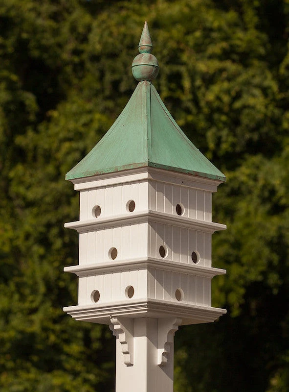 Estate 12-Compartment White Vinyl Purple Martin House with Copper Roof and Finial – 52x18 Architectural Birdhouse 4 Estate 12-Compartment White Vinyl Purple Martin House with Copper Roof and Finial – 52x18 Architectural Birdhouse - Image 2