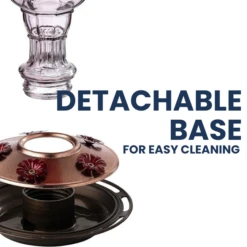 Amethyst Jewel Vintage Glass Hummingbird Feeder β 8-Sided Bottle with Copper Accents 11 Amethyst Jewel Vintage Glass Hummingbird Feeder β 8-Sided Bottle with Copper Accents -The Birdhouse Chick detachable base easy cleaning hummingbird feeder