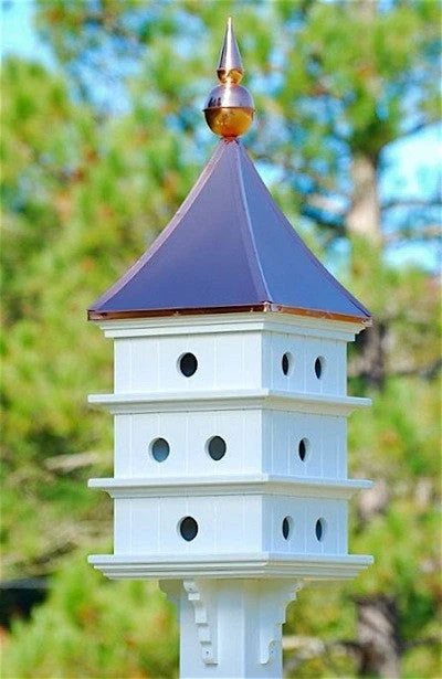 Estate 12-Compartment White Vinyl Purple Martin House with Copper Roof and Finial – 52x18 Architectural Birdhouse 3 Estate 12-Compartment White Vinyl Purple Martin House with Copper Roof and Finial – 52x18 Architectural Birdhouse