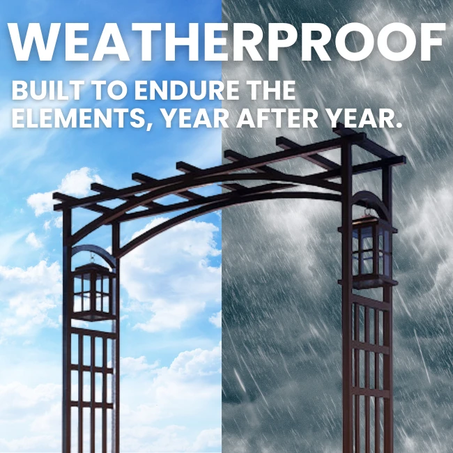 Black Steel Lantern Garden Entry Arbor β Mission-Style Outdoor Archway with Dual Hanging Lanterns 6 Black Steel Lantern Garden Entry Arbor β Mission-Style Outdoor Archway with Dual Hanging Lanterns - Image 4
