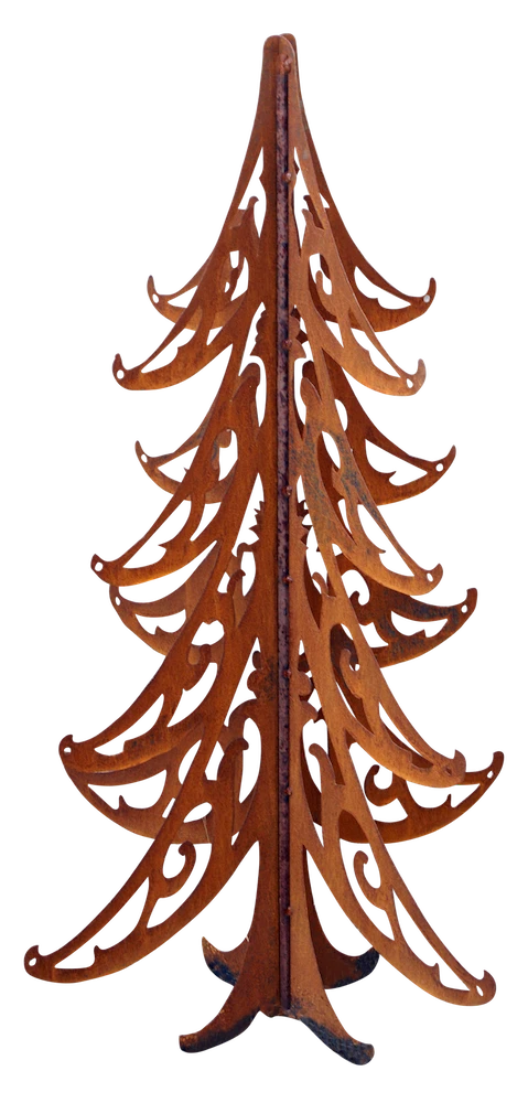 Hand Forged 4 Ft. Steel Christmas Tree Sculpture - Natural Rust Patina Outdoor Garden Art 3 Hand Forged 4 Ft. Steel Christmas Tree Sculpture - Natural Rust Patina Outdoor Garden Art