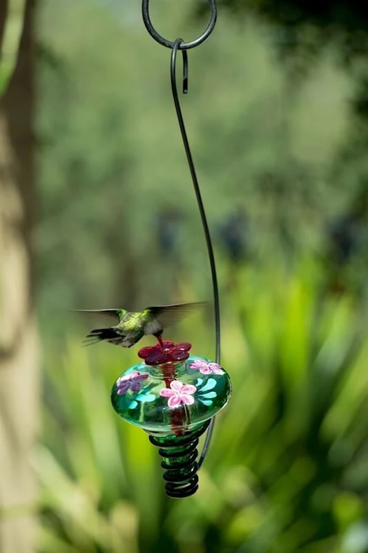 Hand Painted Glass Hummingbird Feeder 4 Hand Painted Glass Hummingbird Feeder - Image 2