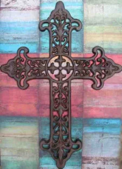 Large Cast Iron Cross With Scrolling Detail-17.5 Inch