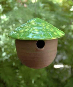 Ceramic Gourd Birdhouse - Handcrafted Weather-Proof Stoneware Bird Home 11 Ceramic Gourd Birdhouse - Handcrafted Weather-Proof Stoneware Bird Home -The Birdhouse Chick jj lemon lime