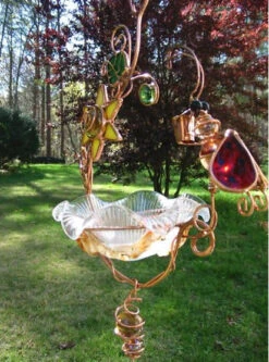 Hanging Dish Feeder/Mini Bath Stained Glass -The Birdhouse Chick ladybug1 f3234291 1c65 4414 9a90 caafccd5565f