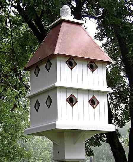 Dovecote Manor 8-Nest Vinyl Birdhouse with Hammered Copper Galvanized Roof 3 Dovecote Manor 8-Nest Vinyl Birdhouse with Hammered Copper Galvanized Roof
