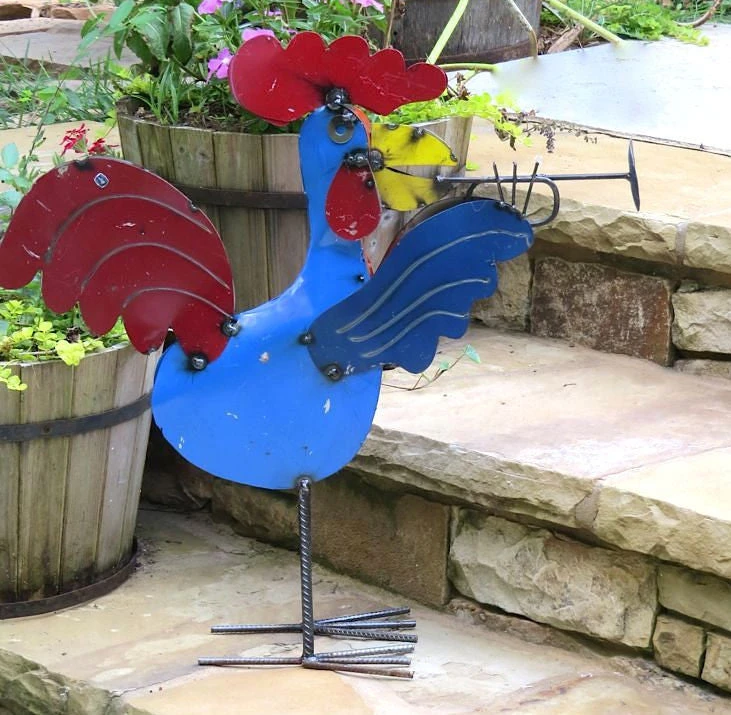 Jamming Roosters Metal Yard Art 5 Jamming Roosters Metal Yard Art - Image 3