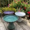 Short Ceramic Pedestal Bird Bath -The Birdhouse Chick short ceramic pedestal bird bath