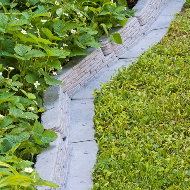 Stacked Stone Garden Border - Varied Gray Slate Interlocking Resin Edging Set 8 Stacked Stone Garden Border - Varied Gray Slate Interlocking Resin Edging Set - Image 6