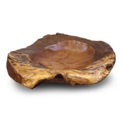 Indonesian Natural Teak Root Bowl – Hand-Carved Reclaimed Wood Decorative Catch-All (2 Sizes) -The Birdhouse Chick teak wood bowl 5