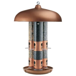 OPUS Large Capacity Triple Tube Bird Feeder W/ Copper Ports -The Birdhouse Chick triple tube bird feeder