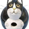 Black And White Fat Cat Wooden Birdhouse